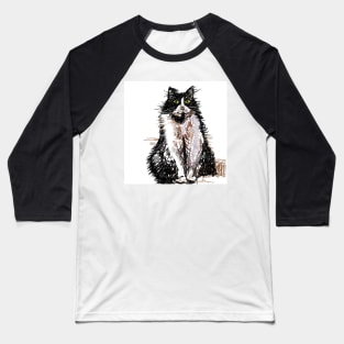 Tuxedo Cat Cute Drawing Baseball T-Shirt